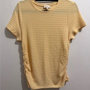 💖 LOFT Short Sleeve Textured Tee in Soft Yellow